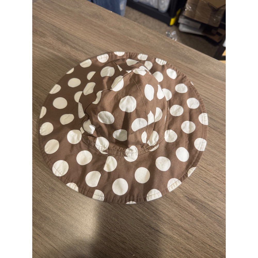 Mini Boden Kids Reversible Sun‎ Hat Brown Polka Dot Yellow Floral Cotton Size S